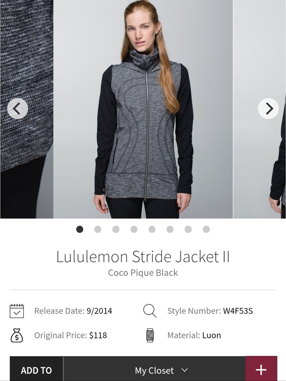 lululemon athletica Heathered Gray and Black Stride Jacket II